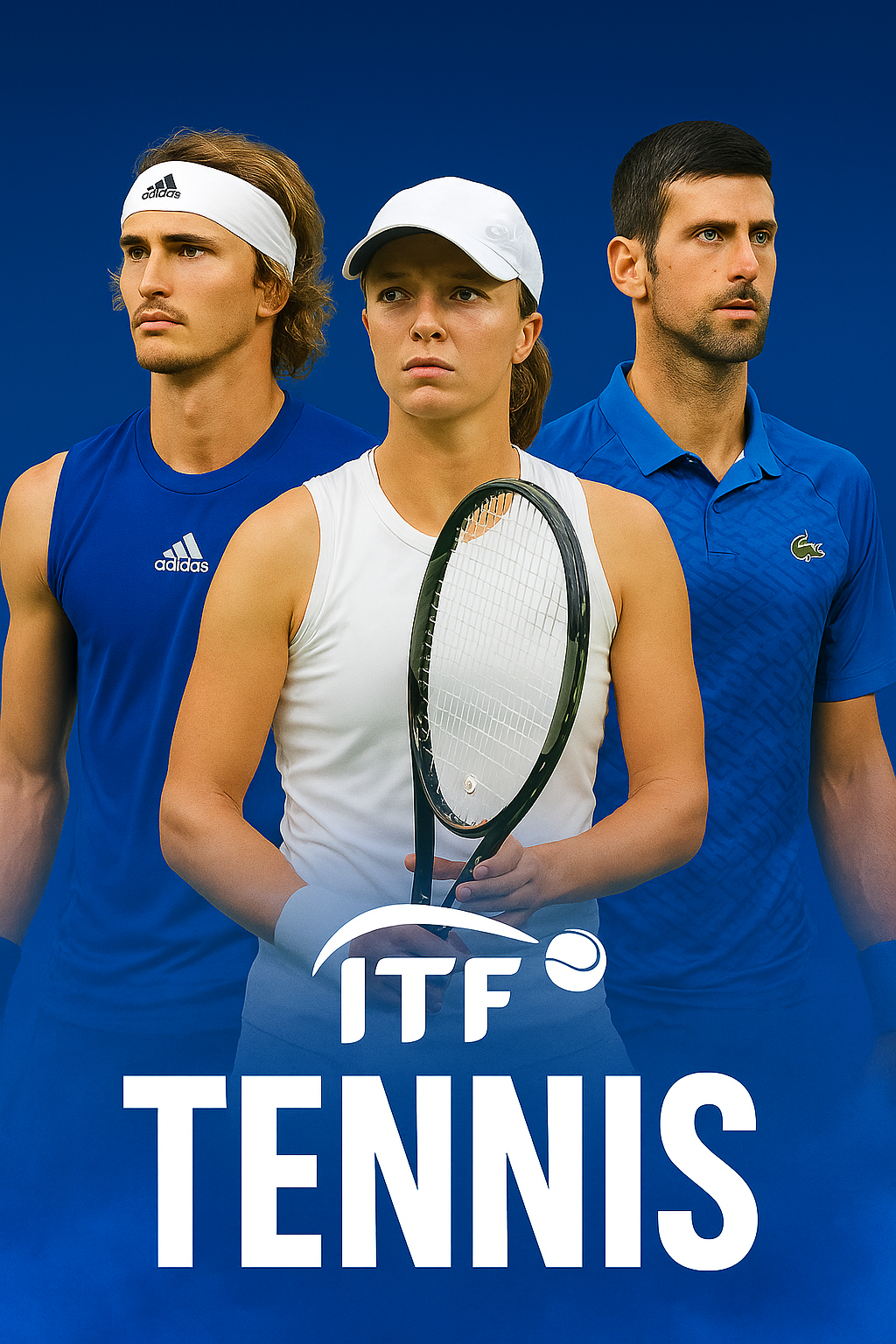 Joueurs de tennis sous un ciel bleu